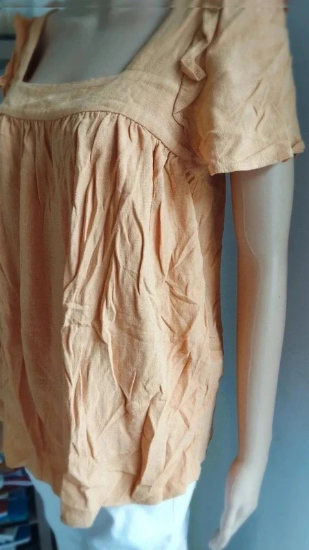 Blusa Nutmeg de lino y viscosa color pesca con mangas abullonadas T. 36 (UK 8) – photo 9